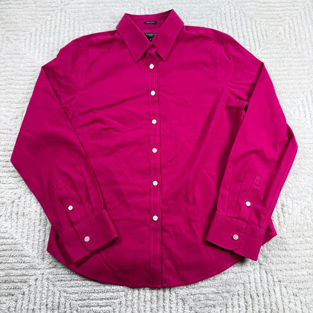 Talbots Button Down Shirt Women's 8P Pink Wrinkle Resistant Stretch Office Work